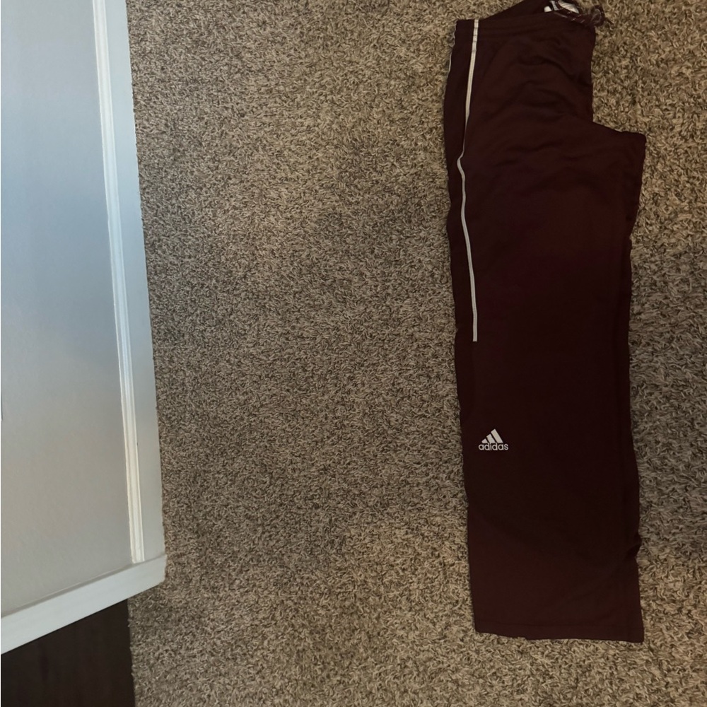 Adidas Burgundy Pants with White Accents